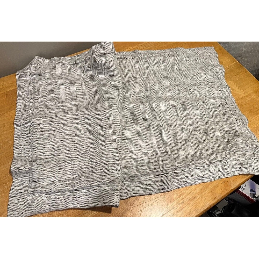 Ethan Allen Gray Black 100% Linen Pillow Cover 24x40"